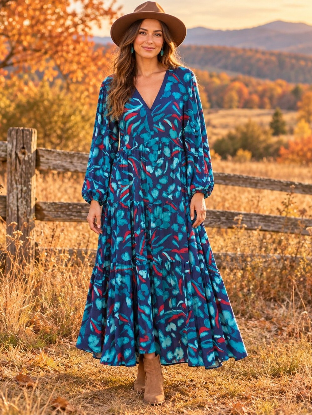 Nurture by Westbound Woman 3X Boho Floral Tiered Maxi Dress NWT